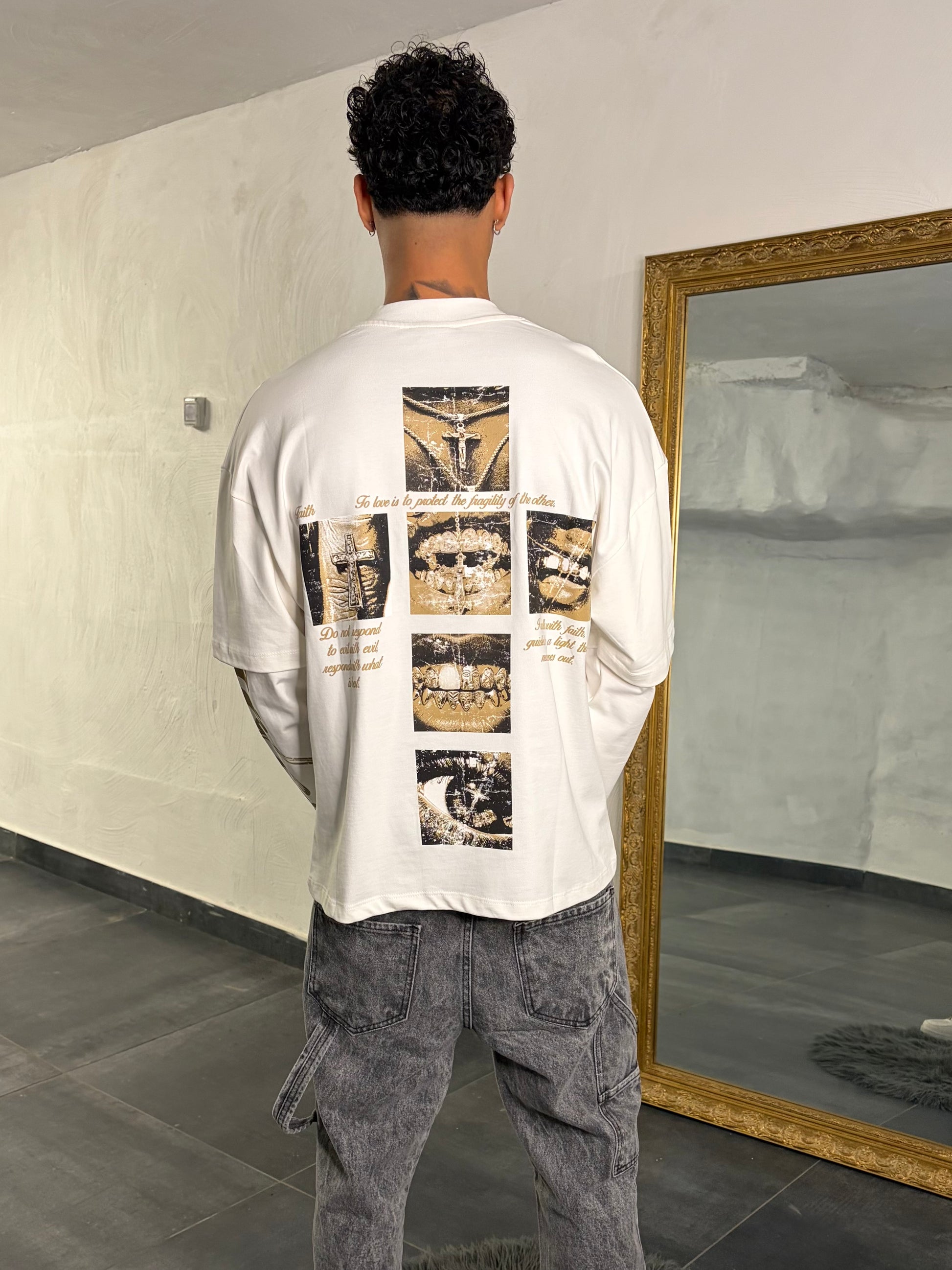 Longsleeve bianca gold