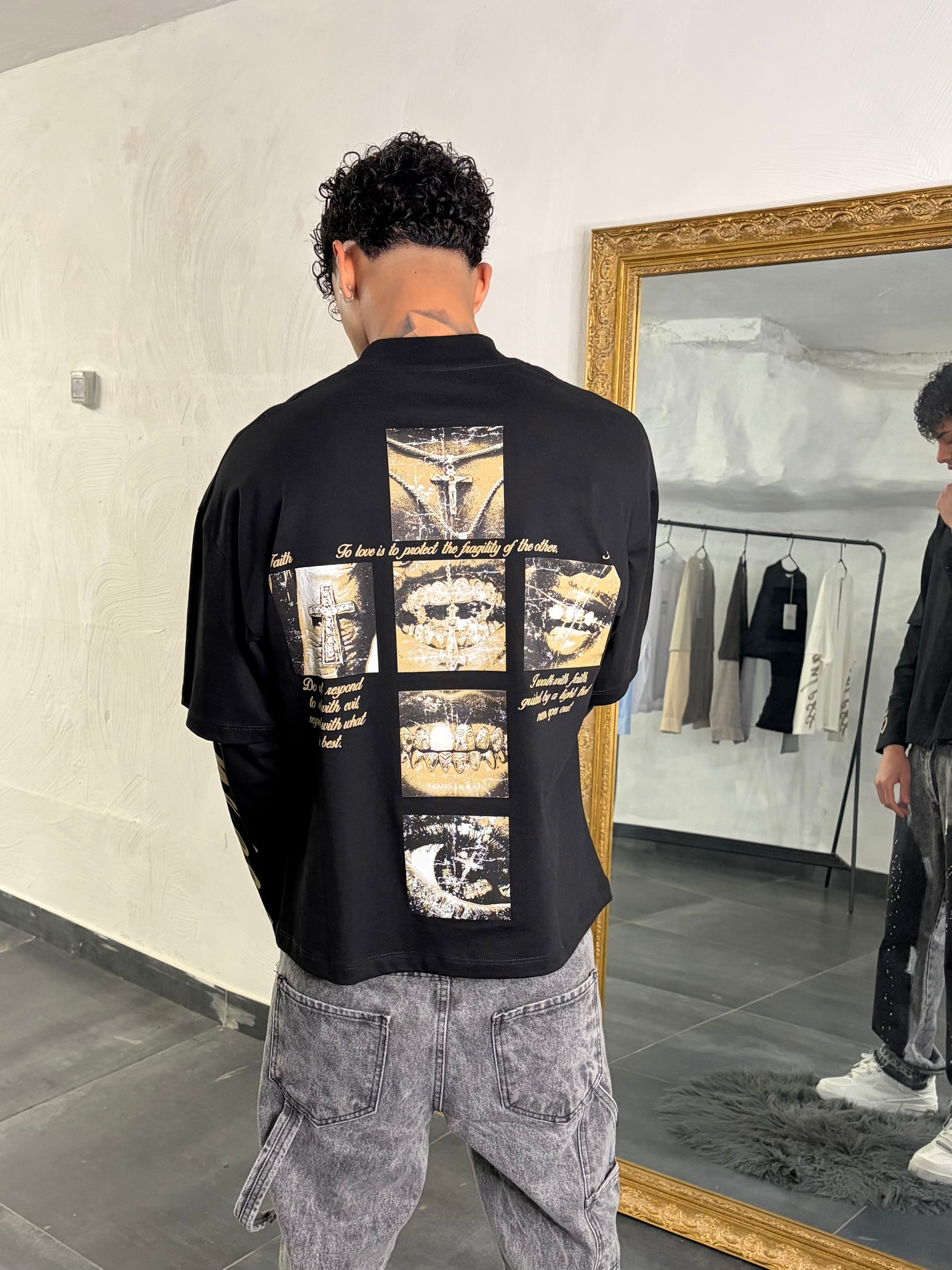 Longsleeve nera gold